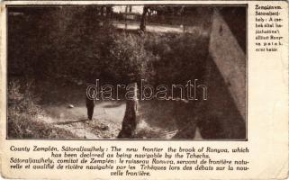 1932 Magyarország trianoni lehetetlen határáról. Zemplén vm. Sátoraljaújhely: a csehek által hajózhatónak állított Ronyva patak, mint határ. Magyar Nemzeti Szövetség kiadása / The impossible borders of Hungary after Trianon, irredenta propaganda (Rb)