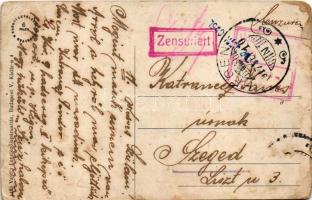 1917 Nagyszeben, Hermannstadt, Sibiu; Tüzérségi laktanya. Vasúti levelezőlapárusítás 1485. / K.u.k. ...