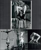 cca 1950 Cirkuszi mutatványok, 4 db modern nagyítás, jelzés nélkül, 21x15 cm és 15x10 cm