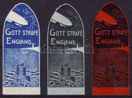 Gott strafe England! 3 db I. Világháborús levélzáró