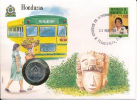 Honduras 1980. 10c Cu-Ni felbélyegzett borítékban első napi bélyegzős ENSZ bélyegzéssel T:UNC Guatemala 1980. 10 Centavos Cu-Ni in envelope with first day of issue United Nations stamp and cancellation C:UNC