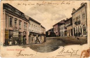 1903 Ungvár, Uzshorod, Uzhhorod, Uzhorod; Fő utca, Révész Árpád üzlete. Szenczer Henrik kiadása / main street, shops (fa)