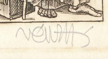 Vén Zoltán (1941-): "We are all travelers in this world (Stevenson)". Rézmetszet, papír, j...