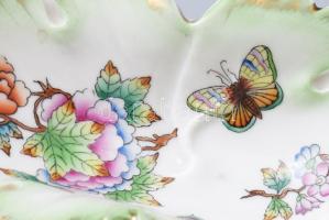 Herendi Viktória mintás levél alakú kínáló, jelzett, h: 15 cm