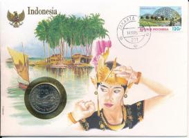 Indonézia 1978. 100R Cu-Ni felbélyegzett borítékban, első napi bélyegzős ENSZ bélyegzéssel T:UNC Indonesia 1978. 100 Rupiah Cu-Ni in envelope with with first day of issue United Nations stamp and cancellation C:UNC