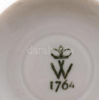 Wallendorf virágmintás ékszeres tálka, jelzett, hibátlan, d: 10,5 cm