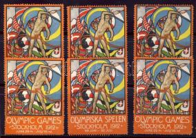 1912 Stockholmi olimpia 12 db (2 féle) propaganda levélzáró