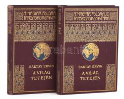 Baktay Ervin (1890-1963): A világ tetején. I-II. köt. Kőrösi Csoma Sándor nyomdokain Nyugati Tibetbe. Magyar Földrajzi Társaság Könyvtára. Bp., é.n. [cca 1930 után], Lampel R. (Wodianer F. és Fiai), 1 t.+144 p.+17 t.; 145-312 p.+13 t. Harmadik kiadás. Kiadói aranyozott, festett egészvászon sorozatkötésben, gerincen kopott.