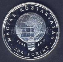 1992. 200Ft Ag "Veszélyeztetett állatvilág-gólya" T:PP