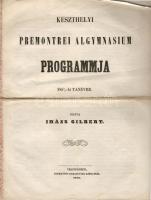 1852-53 A keszthelyi Premontrei Algymnasium programja, Veszprémben nyomatott Ramasetter Károlynál