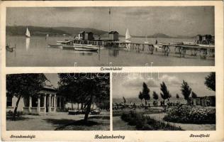 1941 Balatonberény, csónakkikötő, strandvendéglő, strandfürdő