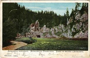 1905 Sztracenai-völgy, Ztracená, Stracenovska dolina, Stratena; Sztraczenai sziklakapu. Fejér E. kiadása / Stratzenaer Felsentor / rock gate (EB)