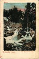 Tátra, Magas-Tátra, Vysoké Tatry; Kis-Tarpataki vízesés. Feitzinger Ede kiadása No. 53a / Klein Kohlbach Wasserfall / waterfall (ázott sarok)