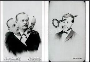 cca 1933 Stepan Bohumil (1913-1985) cseh illusztrátor művész fotókollázsai (Agyafúrt; Skizofrénia) nyomán készült 2 db modern nagyítás, jelzés nélkül, 21x15 cm