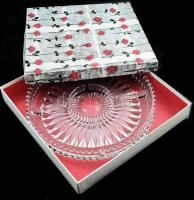 Ötosztatú kristály kínáló, dobozában, d: 29 cm