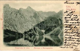 1898 (Vorläufer) Tátra, Magas Tátra, Vysoké Tatry; Tengerszem csúcs. Stengel&amp;Co. kiadása 8911. (Dresden) / Meerauge und Meeraugespitze / mountain peak, tarn (kis szakadás / small tear)