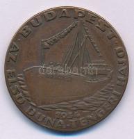 1934. "Hungária óceánjáró- Budapest- az első Duna tengeri hajó" kétoldalas bronz emlékérme (30mm) T:XF