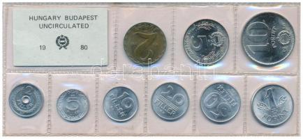 1980. 2f-10Ft (9xklf) érmés forgalmi sor fóliatokban T:UNC patina Adamo FO13