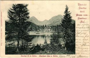 1900 Tátra, Magas Tátra, Vysoké Tatry; Csorba tó, szálloda / Csorbaer See. Verlag A. von Palocsay (Brünn) / lake, hotel
