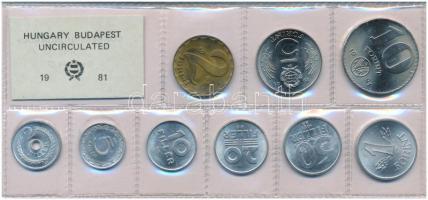 1981. 2f-10Ft (9xklf) érmés forgalmi sor fóliatokban, benne "FAO" 10Ft T:UNC patina Adamo FO14