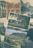 24 db háború előtti képeslap főleg motívumok + 16 magyar lap főleg az 50-es évekből + néhány régi reklám és nyomtatvány