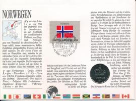 Norvégia 1988. 1K Cu-Ni felbélyegzett borítékban, első napi bélyegzős ENSZ bélyegzéssel, német nyelv...