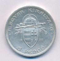 1938. 5P Ag "Szent István" T:AU patina Adamo P8.1