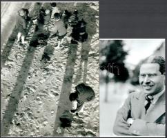 cca 1931 Moholy-Nagy László (1895-1946) magyar - német - amerikai fotográfus felvétele (Homokozó), a néhai Lapkiadó Vállalat központi fotólaborjának archívumából 1 db modern nagyítás, jelzés nélkül + hozzáadva egy portrét a művészről, 21x15 cm és 15x10 cm