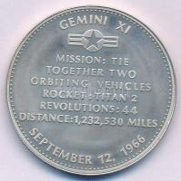 Amerikai Egyesült Államok 1966. "Első ismételt űrdokkolás - Gemini XI" kétoldalas Ag emlék...