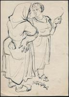 Szőnyi Gyula (1919-2014): Tere-fere. Tus, papír, jelzett. Lapszéli apró gyűrődésekkel. 28,5x20,5 cm