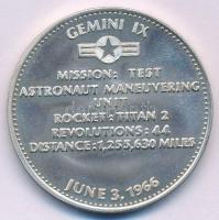 Amerikai Egyesült Államok 1966. "Első ismételt űrrandevú - Gemini IX" kétoldalas Ag emléké...