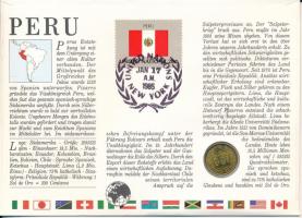 Peru 1984. 100S sárgaréz felbélyegzett borítékban, ENSZ bélyegzéssel, német nyelvű leírással T:UNC P...