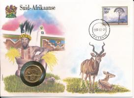 Dél-Afrika 1989. 2c felbélyegzett borítékban, első napi bélyegzős ENSZ bélyegzéssel, német nyelvű leírással T:UNC Philippines 1984. 50 Sentimo in envelope with first day of issue United Nations stamp and cancellation, with German description C:UNC