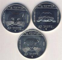 1985. 100Ft 3klf db "Természetvédelem - vadmacska, mocsári teknős, vidra" sor T:BU