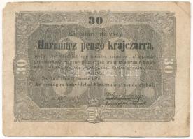 1849. 30kr "Kossuth bankó" T:F,VG sarokhiány Adamo G103