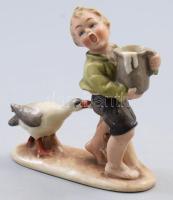 Wagner &amp; Apel Bertram fiúba csípő liba figura, jelzett, m: 11 cm