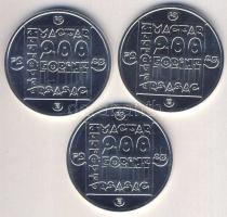 1985. 200Ft Ag 3klf db "Természetvédelem-vidra, vadmacska, mocsári teknős" T:BU