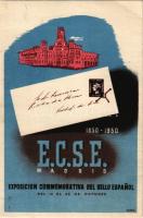 1850-1950 E.C.S.E. Madrid - Exposicion Conmemorativa del Sello Espanol / Commemorative Exhibition of the Spanish Stamp / Spanyol bélyegkiállítás reklámja s: Verdu (EK)
