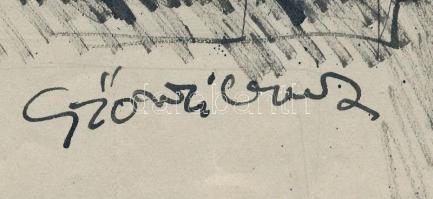 Szőnyi Gyula (1919-2014): Újszülött. Tus, papír, jelzett. Lapszéli egészen apró szakadással, hajtásn...