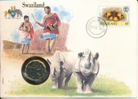 Szváziföld 1986. 20c felbélyegzett borítékban, ENSZ bélyegzéssel, német nyelvű leírással T:UNC Swaziland 1986. 20 Cents in envelope with United Nations stamp and cancellation, with German description C:UNC