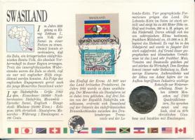 Szváziföld 1986. 20c felbélyegzett borítékban, ENSZ bélyegzéssel, német nyelvű leírással T:UNC Swazi...