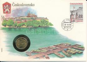 Csehszlovákia 1977. 1K felbélyegzett borítékban, ENSZ bélyegzéssel, német nyelvű leírással T:UNC Czechoslovakia 1977. 1 Koruna in envelope with United Nations stamp and cancellation, with German description C:UNC
