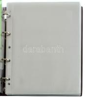 Négygyűrűs "Numis Leuchtturm" berakó, benne 13db osztás nélküli, 3db kettes osztású, 23db ...