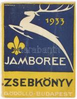 1933 Jamboree Zsebkönyv. Gödöllő - Budapest 1933. [Bp.,1933.], IV. Világjamboree-Táborparancsnokság,(Bethlen Gábor-ny.), 127 p.+ 1 (zászlók) t. térkép melléklet hiányzik A borító Márton Lajos munkája. Kiadói papírkötés