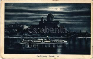 1939 Esztergom, Holdas est, Bazilika, gőzhajó (EK)
