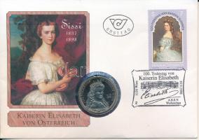 Ausztria 1998. 2,5EUR Cu-Ni-Zn "Sissi halálának 100. évfordulója" emlékérem bélyeges borítékban, elsőnapi bélyegzéssel T:BU Austria 1998. 2,5 Euro Cu-Ni-Zn "100th Anniversary of Death of Sissi" commemorative medal in stamped envelope with FDC stamp C:BU