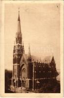 1927 Budapest XIV. A Szent Domonkos rend temploma (Rózsafüzér Királynéja) a Thököly útról nézve. Herbst műnyomása (EK)