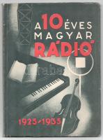 A tízéves Magyar Rádió 1925-1935. Szerk.: K. Halász Gyula. Toncz Tibor rajzaival. Bp., 1935, Magyar Kir. Posta - Magyar Telefon Hírmondó és Rádió Rt. (Tolnai-ny.), 128 p. Gazdag fekete-fehér képanyaggal illusztrálva. Kiadói papírkötés, minimálisan sérült borítóval.