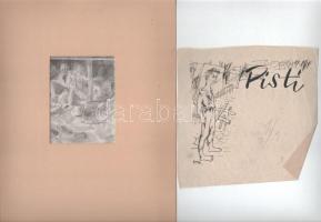 Olvashatatlan jelzéssel, klf. alkotók, 4 db mű: Alakok, jelenetek. Klf. technikák (tus, ceruza. rézk...