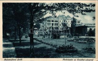 Balatonfüred, fürdő, parkrészlet az Erzsébet udvarral (EK)